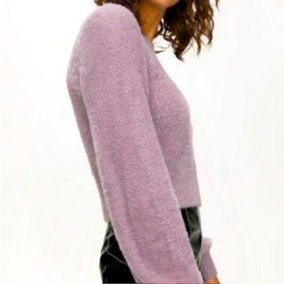 SUNDAY BEST cute Purple fuzzy Crew Neck Sweater Size S - Picture 5 of 5